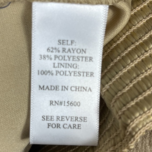 Artesia Wide Leg Loose Fit Pants Womens XL Crepe w/Lining Tan Intricate Waist - Picture 9 of 10